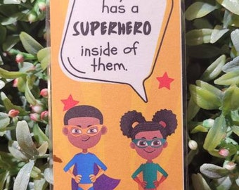 Black Kid SuperHero Bookmark for Kids