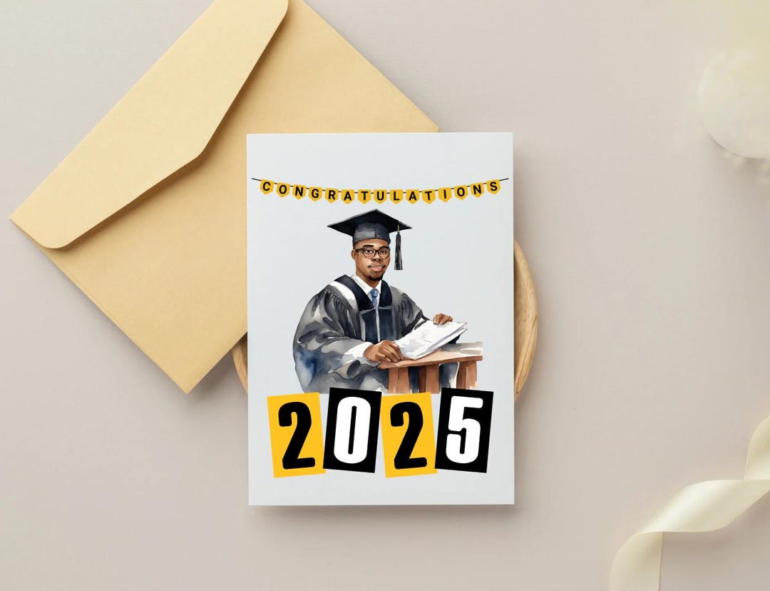 Congratulations Grad 2025 Greeting Card | Black Men Greeting Cards ...