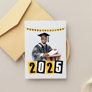Biglietto di auguri di congratulazioni per laureati 2025 / Biglietti di auguri per uomini neri / Biglietti di auguri per laureati / Biglietti per papà / Biglietti di auguri per le feste / Laurea