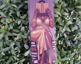 Golden Reading Black Woman Bookmark