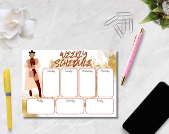 Weekly Schedule Gold Notepad