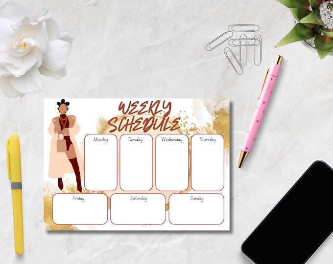 Weekly Schedule Gold Notepad