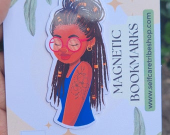Locs and Glasses Girl Magnetic Bookmark