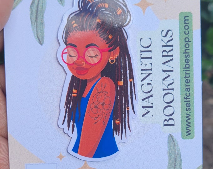 Locs and Glasses Girl Magnetic Bookmark
