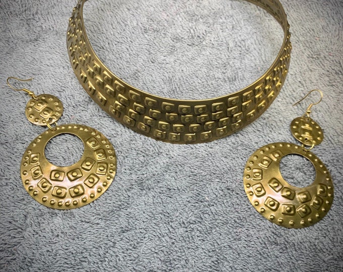 Studded Brass Choker Jewelry Set