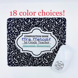 Composition Book Mouse Pad, Teacher Mouse Pad, Teacher Appreciation, Teacher Gift, Composition Book