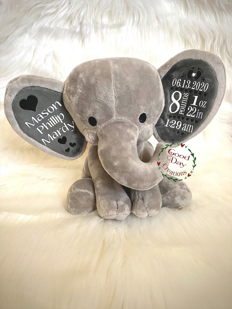 Birth Stat Elephant Birth Announcement Elephant Baby Etsy
