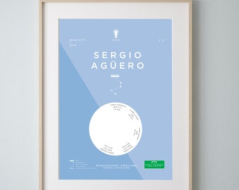 Man City Poster: Aguero Premier League Winning Goal. Football art print