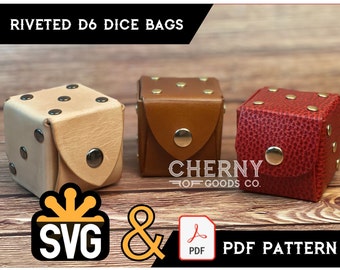 Riveted D6 Leather Dice Bag Pattern: PDF and SVG Digital file