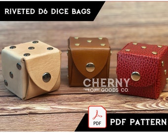 Riveted D6 Leather Dice Bag Pattern: PDF Only