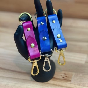 Natural Leather Keychain with Keyring and Lobster Clasp