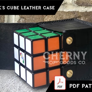 Modello di custodia in pelle con cubo di Rubik