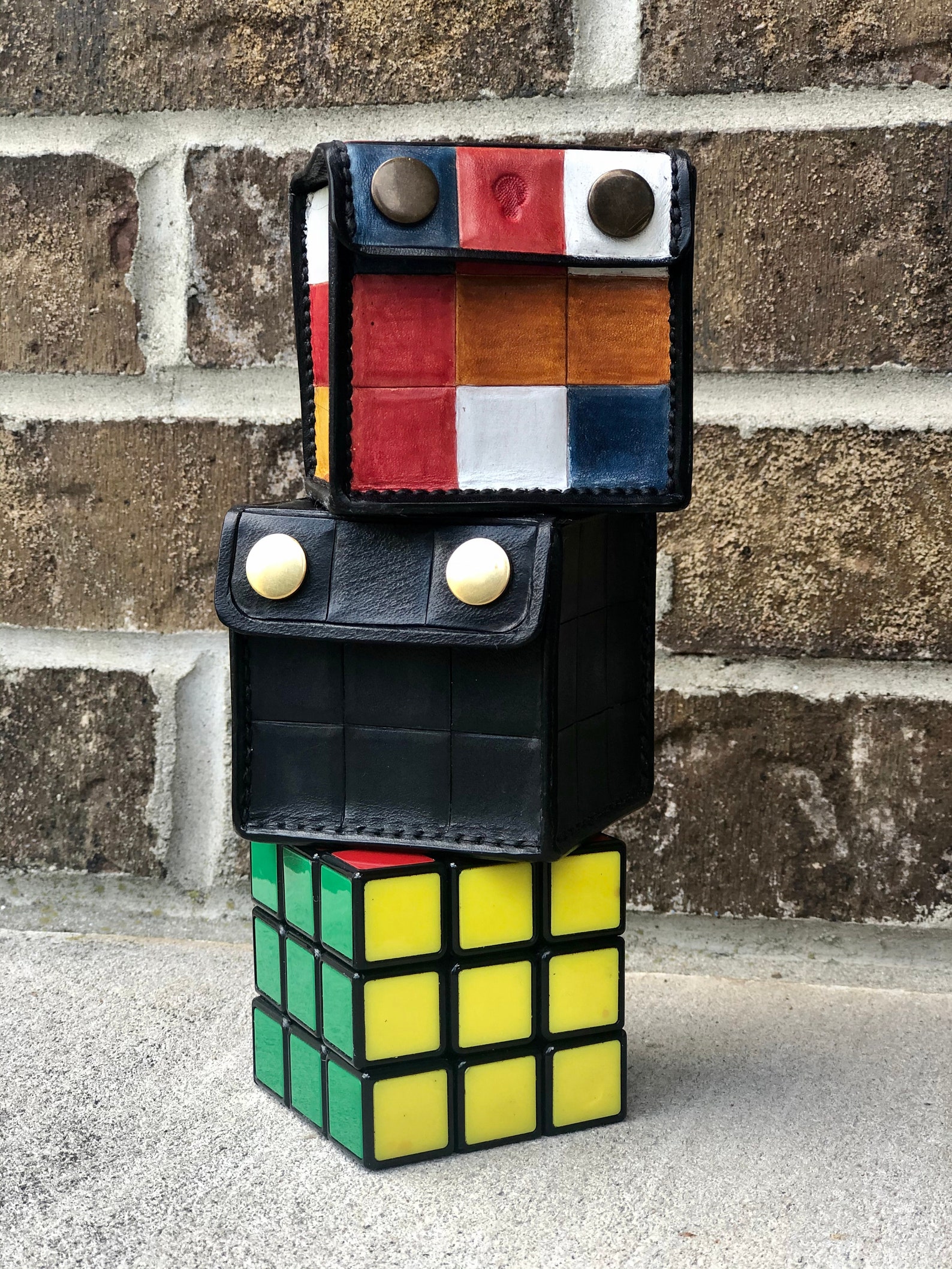 Natural Leather Rubik's Cube Puzzle Box Etsy