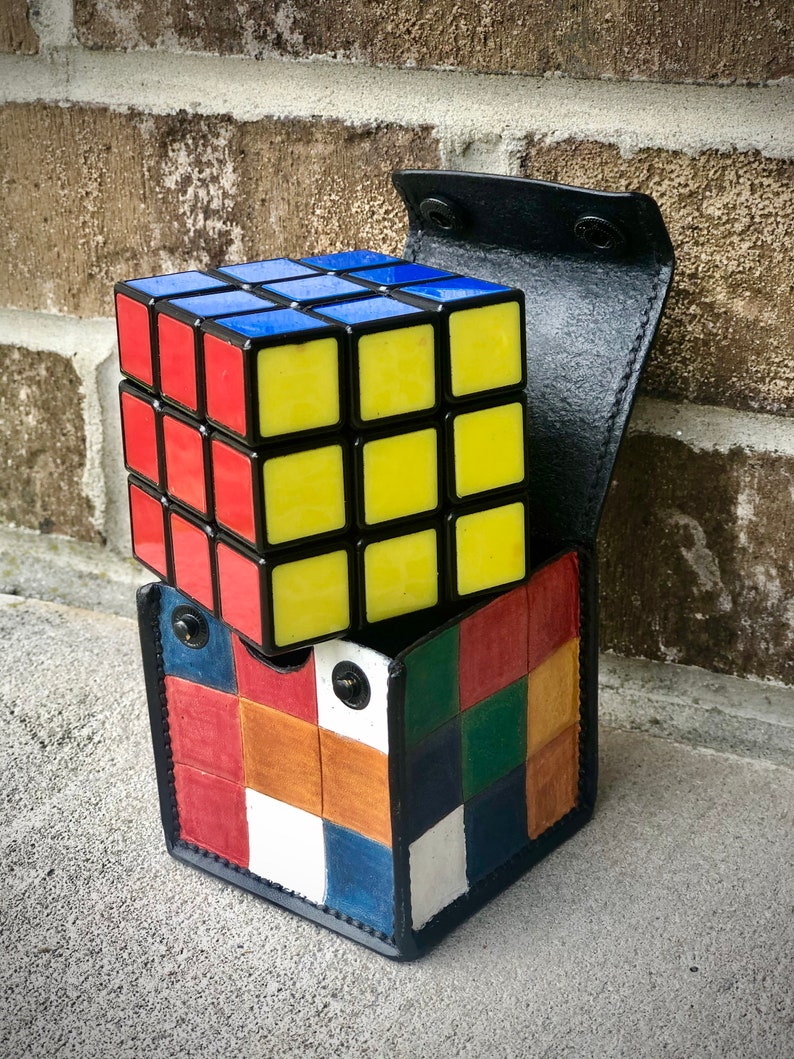 Natural Leather Rubik's Cube Puzzle Box Etsy