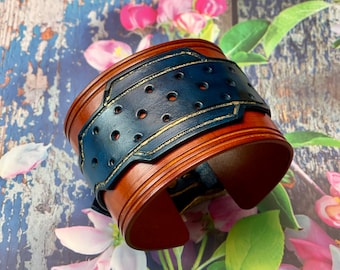 Brown and Peacock Bracelet with Holes