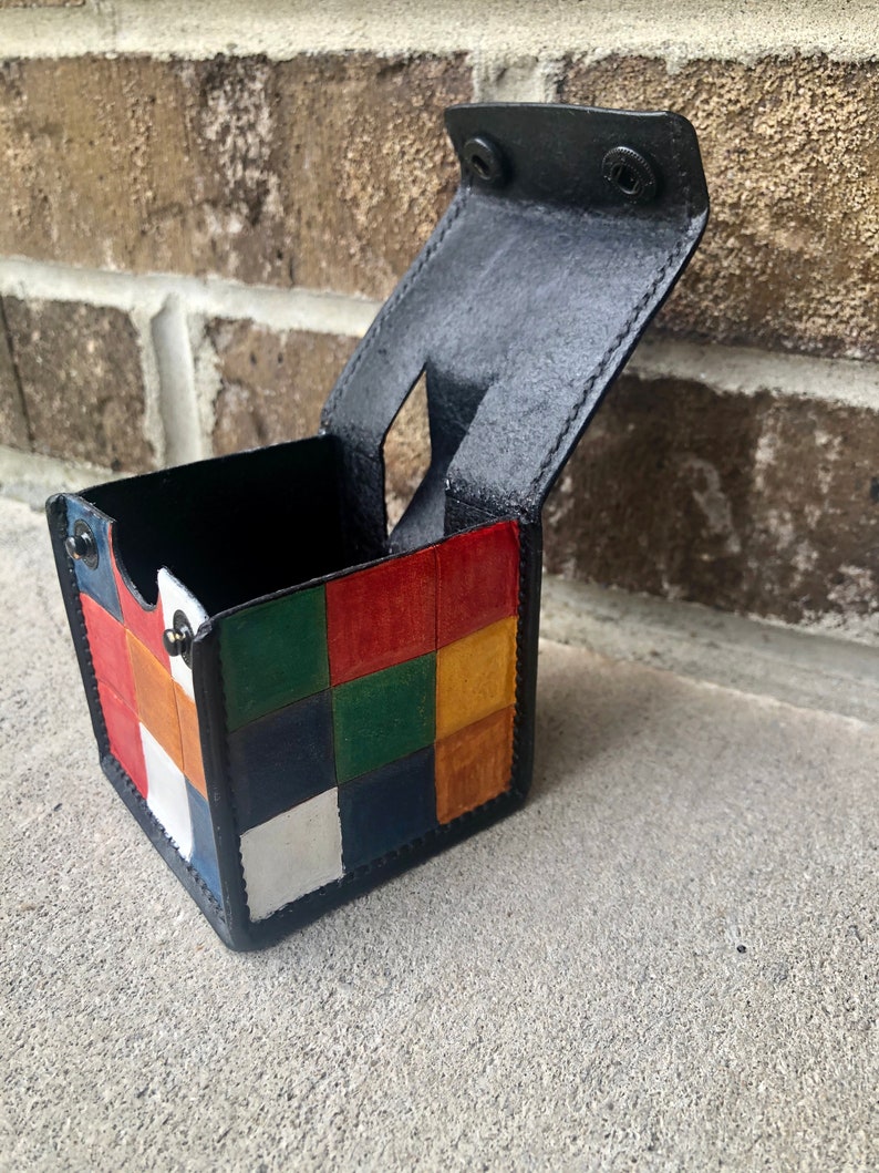 Natural Leather Rubik's Cube Puzzle Box Etsy