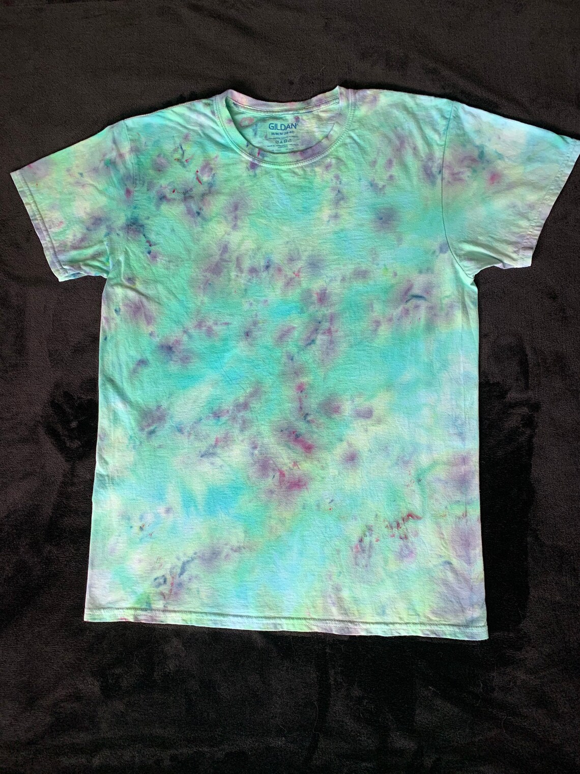 Teal Aqua Purple Tie Dye M Medium Cotton Crew Neck T-shirt | Etsy