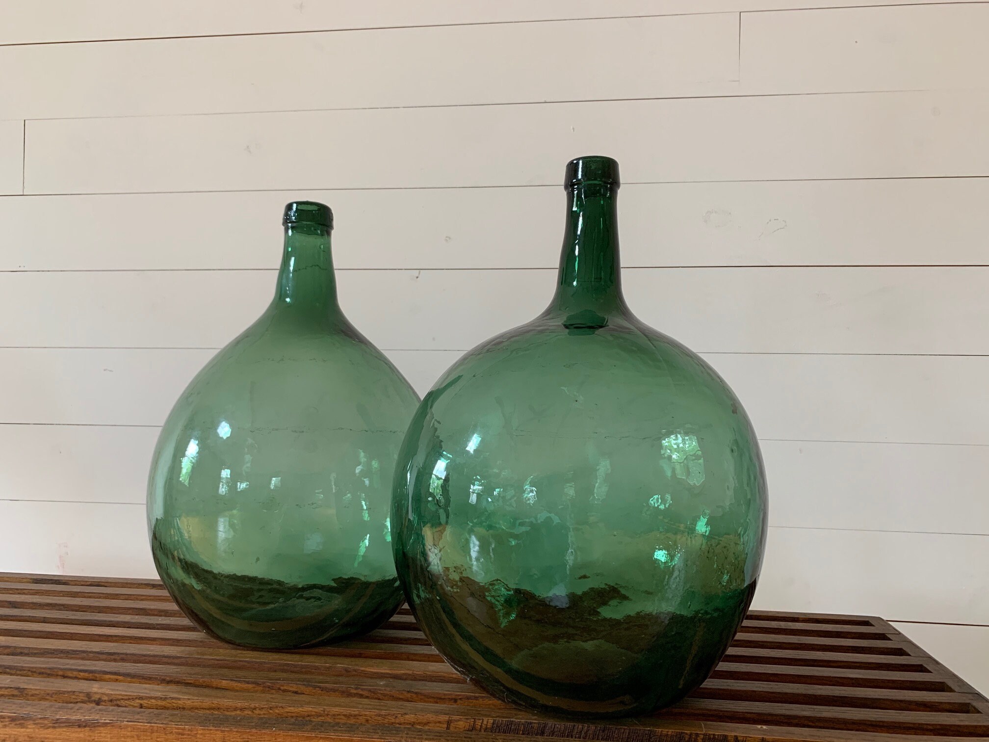 Pair of large decorative glass bottles Etsy