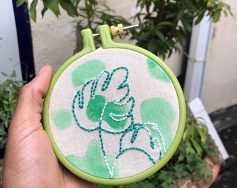 Monstera Leaf Mix Media Art | Hand Embroidery Hoop | Monstera Leaf Embroidery