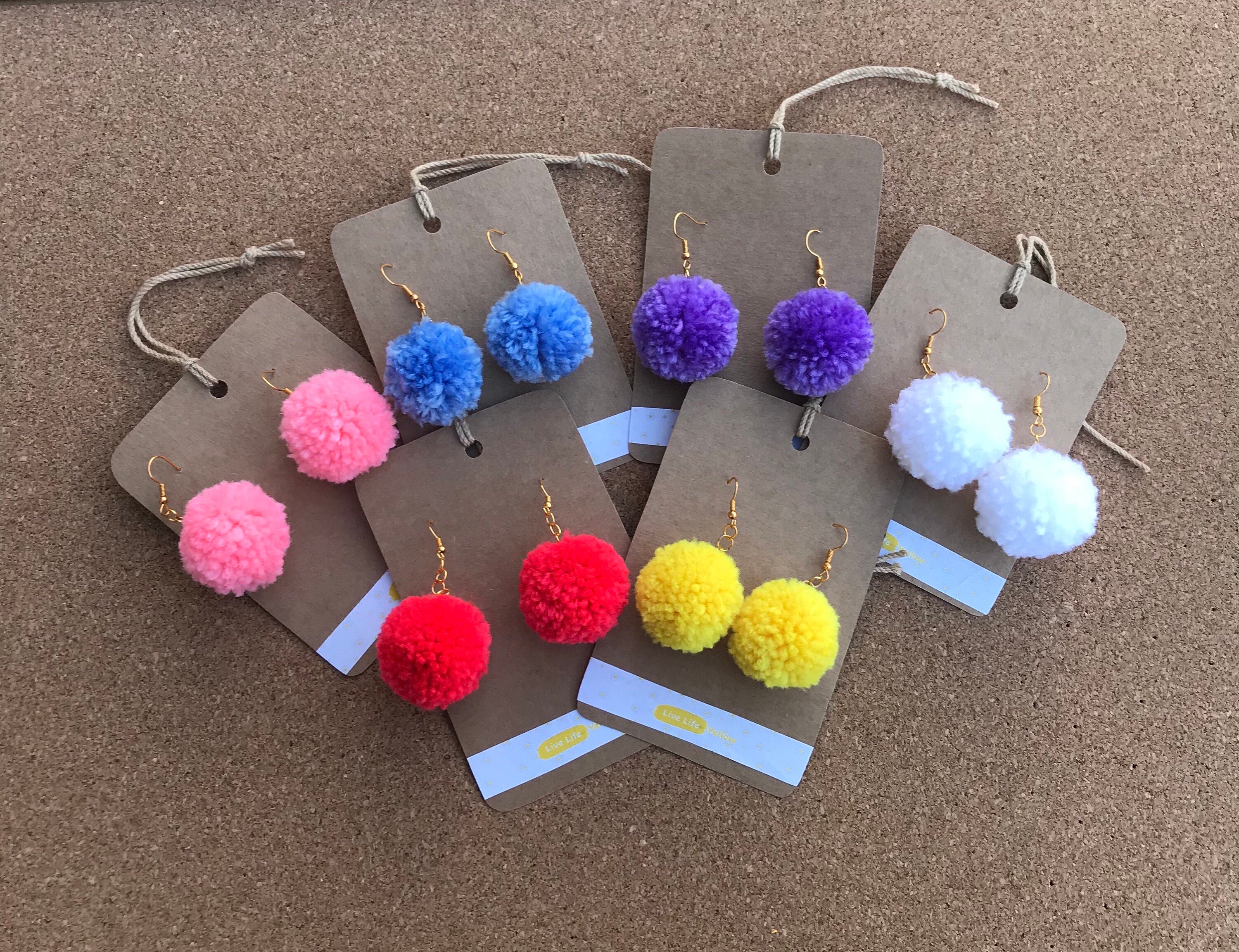 Pom Pom Earrings Etsy