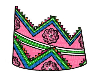Hmong Princess Hat, Hmong Hat for Women, Side View, SVG, PNG, JPG, Digital Download