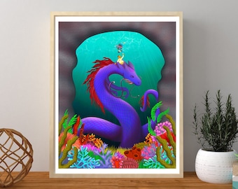 Hmong Art Print, Dragon Art, Wall Art, Nursery Decor, Children’s Art, Digital Art Print