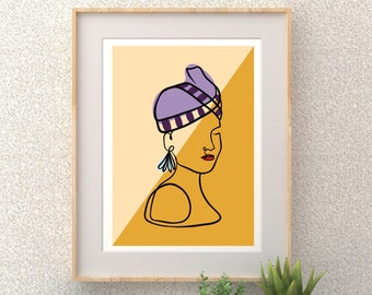 Hmong Wall Art, Minimalistic Art, Line Art, Abstract Wall Art, Hmong Hat, Hmong Fashion, Hmong Women, Hmong Purple Hat
