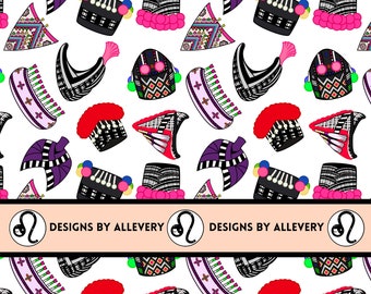 Hmong Hats Seamless File , PNG, Hmong Digital, Hmong Print, Hmong Clothes for Women, Fabric Sublimation, Gift Wrapping Paper