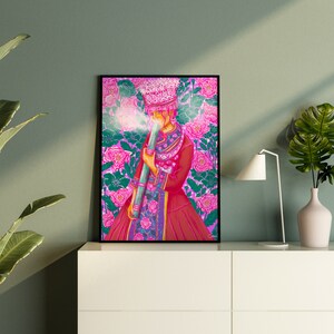 Hmong Wall Art | Maximalist Wall Art | Eclectic Prints | Modern Contemporary | Party Girls | Bar decor | Party Print | Bright Art 24x30 inches