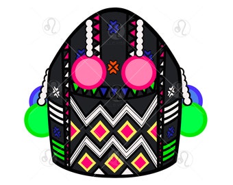 Hmong Hut für Frauen, gestreifter Hut, PNG, JPG, digitaler Download