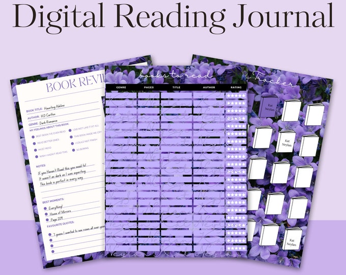 Digital Reading Journal, Reading Tracker, Book Tracker, Reading Log - Etsy