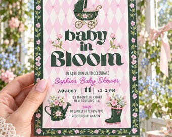 Baby in Bloom Baby Shower Invitation, Vintage Floral Garden Editable Template