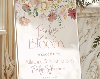 Baby in Bloom Baby Shower Welcome Sign: Wildflower Editable (Printable Template) BIB1