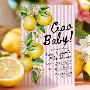 Ciao Baby Shower Invite Ciao Bambina Italian Baby Shower Invitation Baby Brunch Canva Template Italy Theme Instant Download CI33