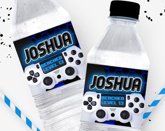 Gamer Birthday Water Bottle Labels: Editable Template Party Favor (Digital Download)