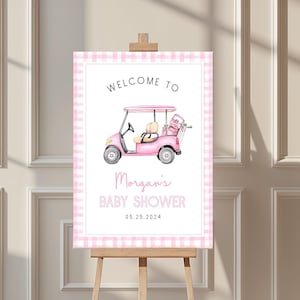 Bearbeitbares Golf Babyparty Willkommensschild Let's Par-Tee Babyparty Poster Abschlagszeit Babyparty Mädchen Golf Dusche Dekor BS226