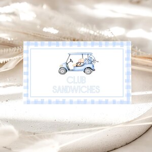 Etiqueta editable de comida para baby shower de golf Let's Par-Tee Tarjeta de tienda de campaña para baby shower Tee Time Baby Shower Boy Golf Shower Tarjeta de tienda de comida para baby shower BS227