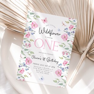 Wildflower First Birthday Invitation, Girls Birthday Flower Invitation, 1st Birthday Invitation Girl, Birthday Girl, Wildflower Birthday WF1