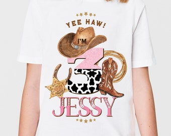 Cowgirl Birthday T-shirt Design: 1st Rodeo, Western Theme Sublimation Design (Digital Download)