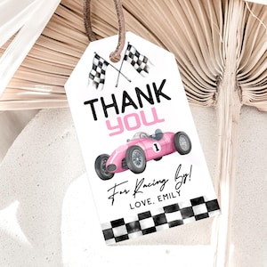 Race Car Birthday Favor Tags: Pink Racing, Editable Template (PRINTABLE)