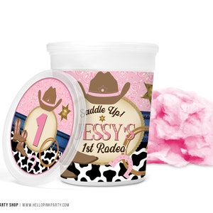 Cowgirl Geburtstag Zuckerwatte Wrapper, Vorlage Printable, Cowgirl Party gefallen Etiketten, Western Rodeo bearbeitbare Wrapper Vorlage Zuckerwatte