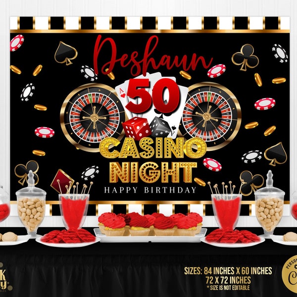 CASINO NIGHT Birthday Printable Backdrop Template Design, Casino Birthday Banner, Editable template Decor, Party Background decoration