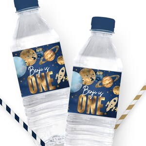 Editable Outer Space Water Labels | Outer Space Birthday Party Decor | 1st Birthday | Astronaut Galaxy Snack Favors Digital Template OS501