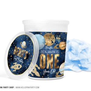 Editable Outer space cotton candy tub label  first trip around the sun birthday labels party Digital printable 501