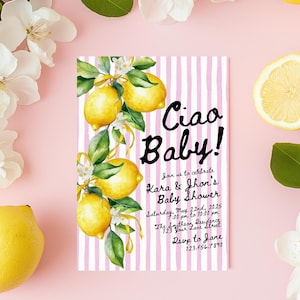 Ciao Baby Shower Invite Ciao Bambina Italian Baby Shower Invitation Baby Brunch Canva Template Italy Theme for Girl Instant Download CI33