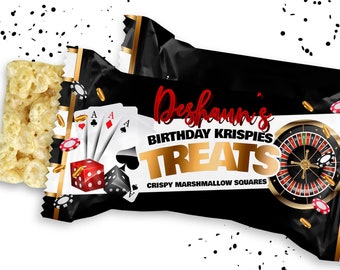 Casino Birthday candy bar wrapper, Printable templates, Casino Night rice krispie labels, Casino Editable wrapper labels, favor box wrapper