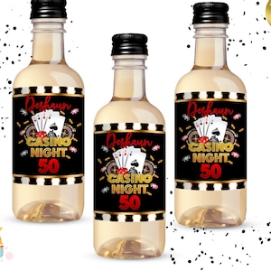Casino Mini Wine Bottle Labels: Editable Party Decor (Printable Template)