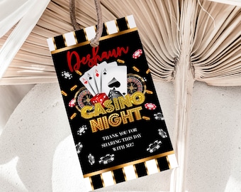 Casino Birthday Thank You Tag: Editable Template (Digital Download)