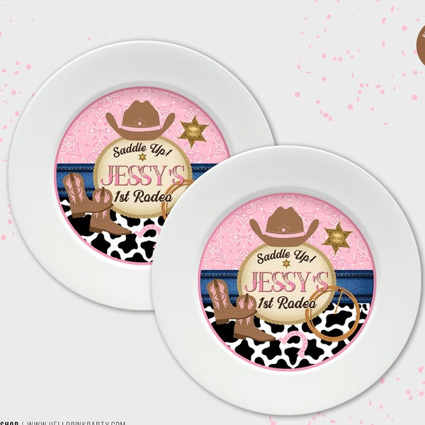 Cowgirl Editable Charger insert, Printable template, Rodeo Western Birthday charger plate, Editable plate labels, Charger insert template