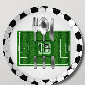 SOCCER CUTLERY HOLDER, Soccer football editable printable cutlery holder template, soccer templates, soccer birthday decor, soccer cutlery
